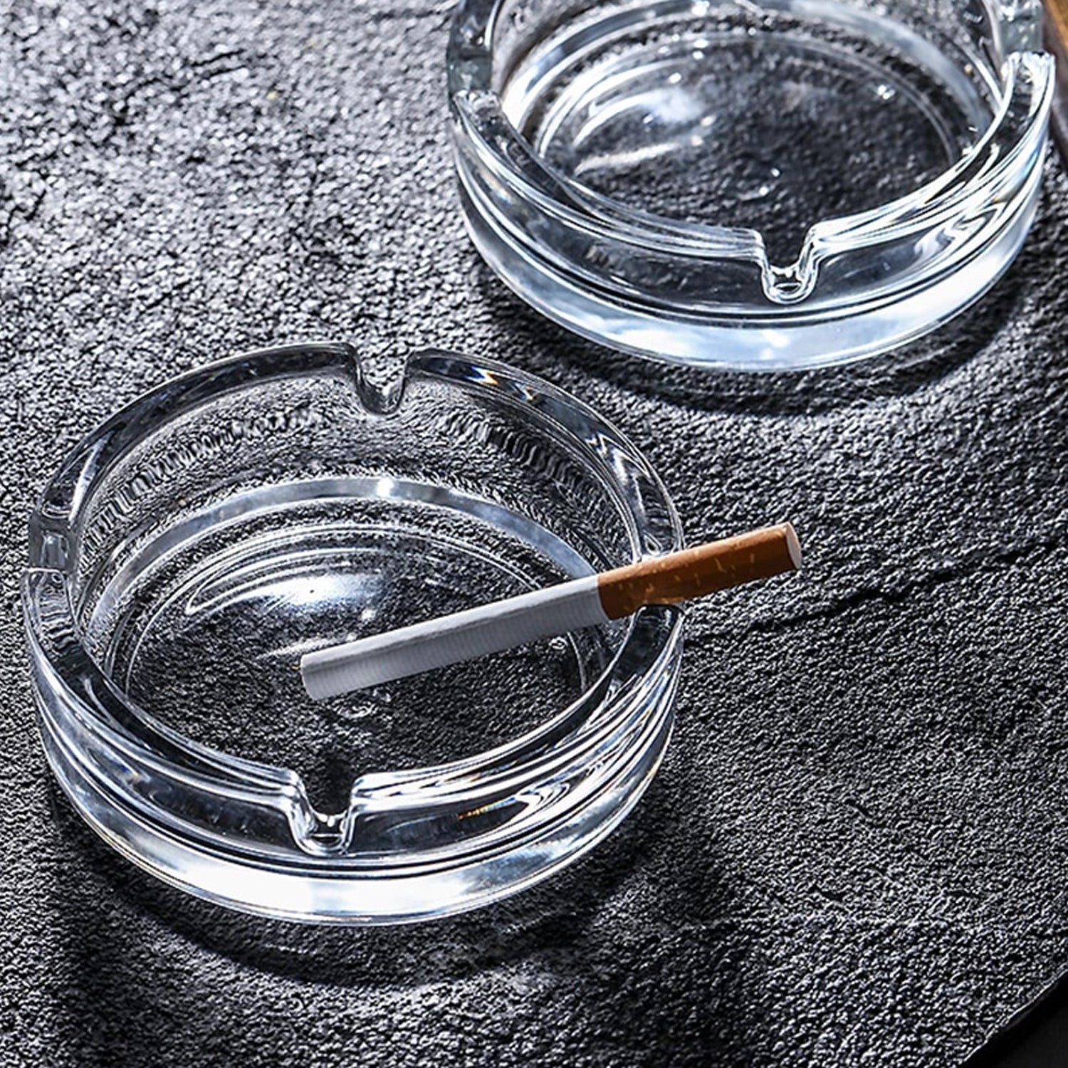 4061 Glass Classic Crystal Quality Cigar Cigarette Ashtray Round Tabletop for Home Office Indoor Outdoor Home Decor DeoDap 4061 Glass Classic Crystal Quality Cigar Cigarette Ashtray Round Tabletop for Home Office Indoor Outdoor Home Decor DeoDap